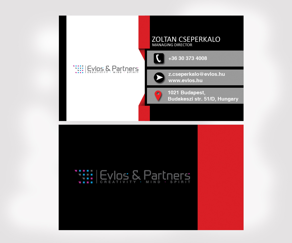 Diseño de Tarjeta de Presentación por ChamindaW para Evlos & Partners Ltd. | Diseño #17180874