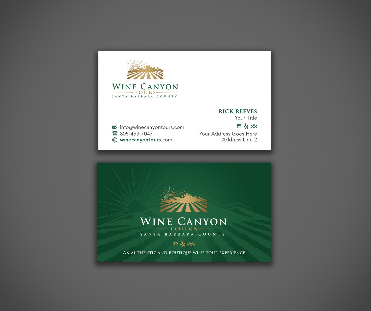 Design de Carte de Visite par cini.angela87 pour Wine Canyon Tours | Design #17147189