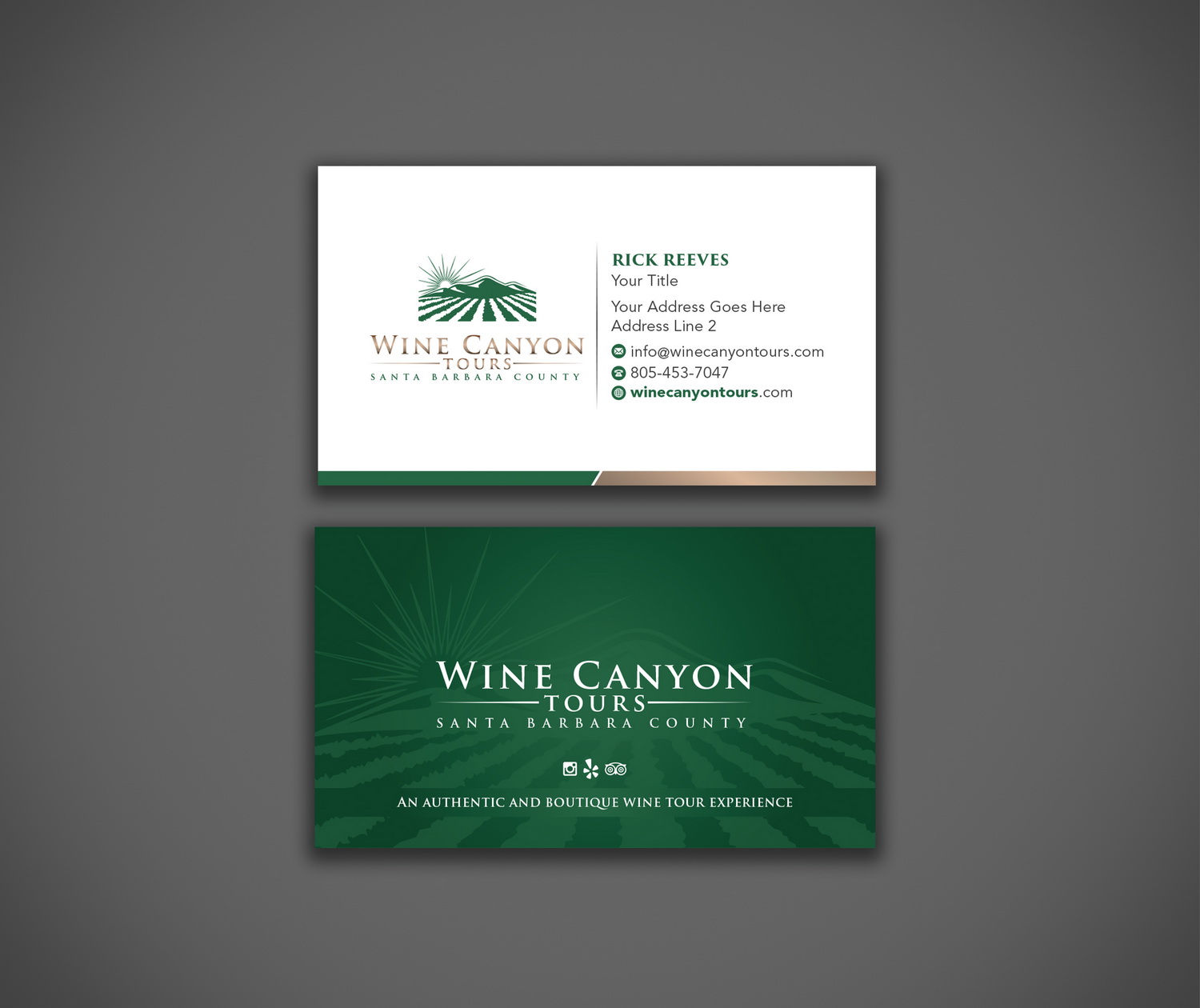 Business Card Design by cini.angela87 for Wine Canyon Tours | Design #17156165