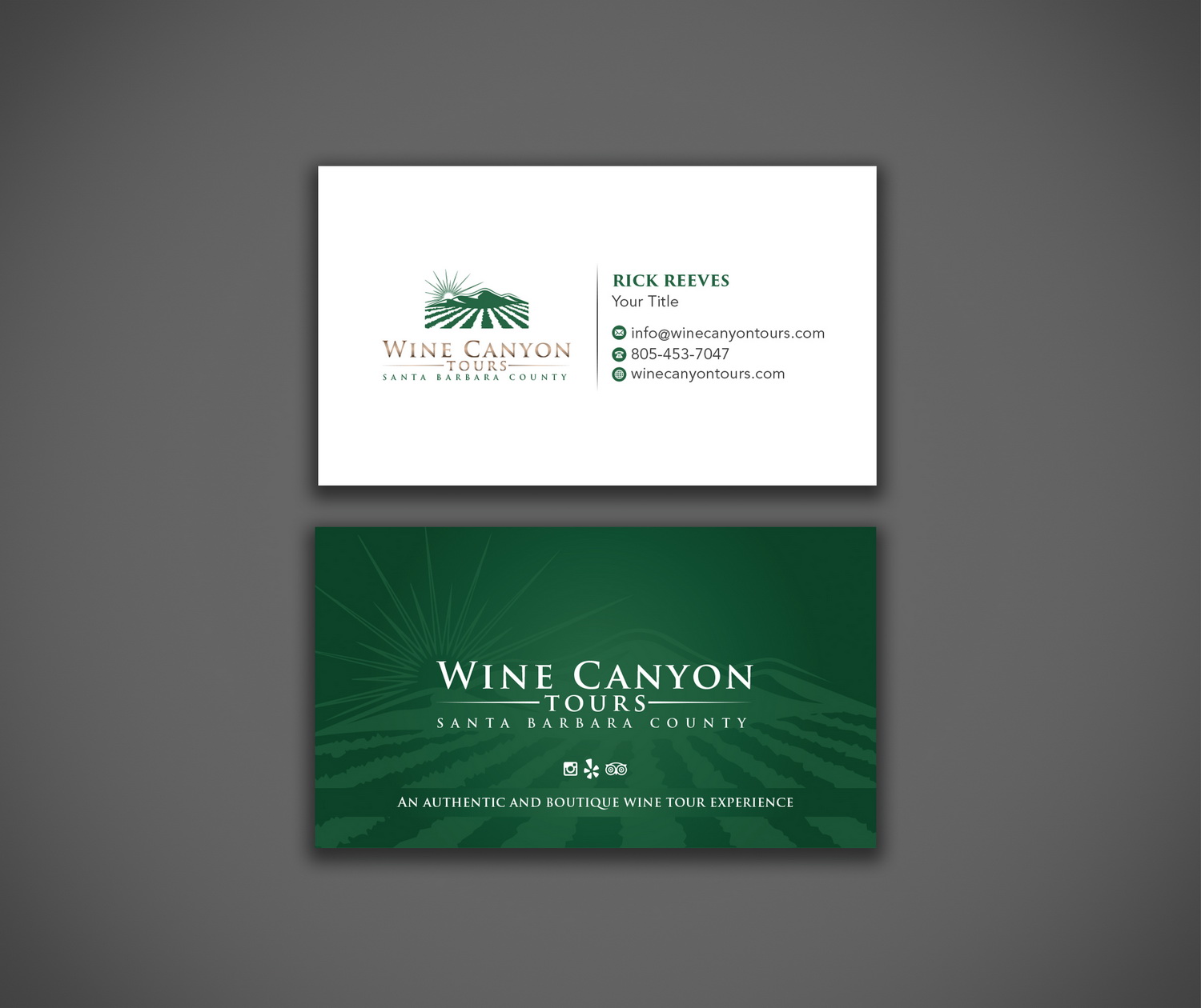 Design de Carte de Visite par cini.angela87 pour Wine Canyon Tours | Design #17156166