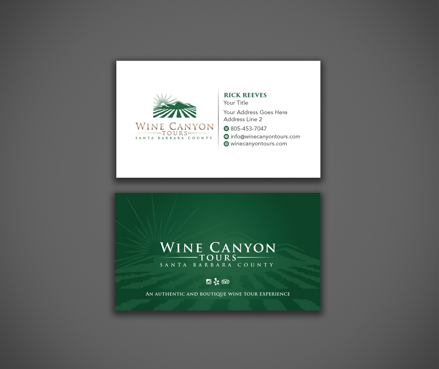 Business Card Design by cini.angela87 for Wine Canyon Tours | Design #17175271