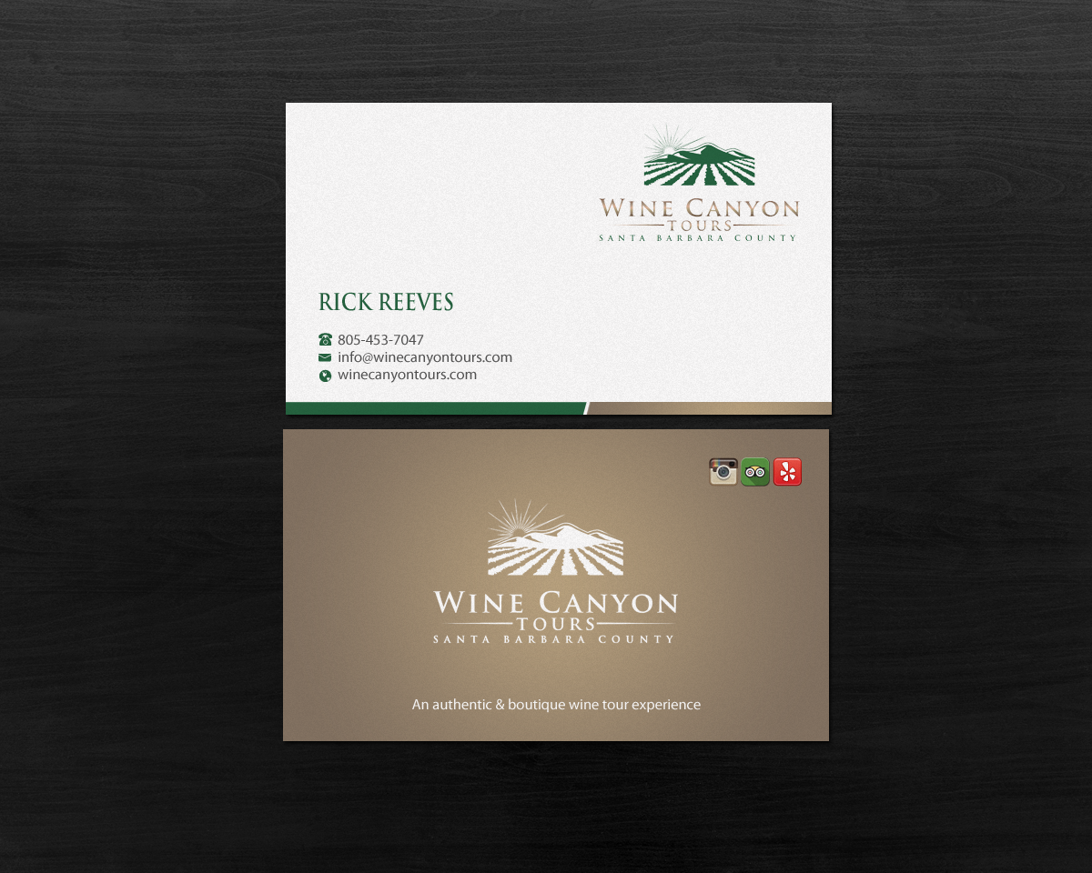 Business Card Design by Brand aid for Wine Canyon Tours | Design #17142572
