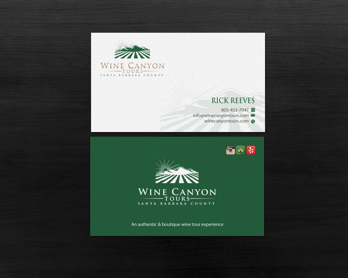 Diseño de Tarjeta de Presentación por Brand aid para Wine Canyon Tours | Diseño #17142590