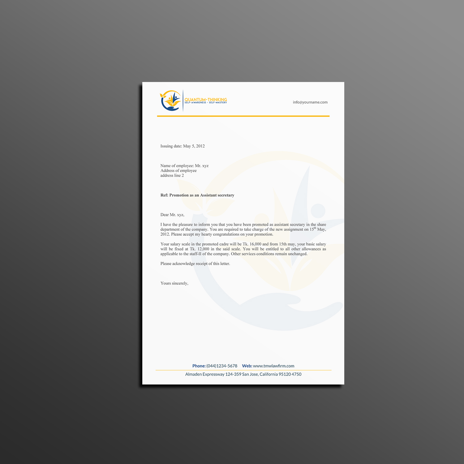 Letterhead Design by Creations Box 2015 for Quantum Thinking | Design #17140372