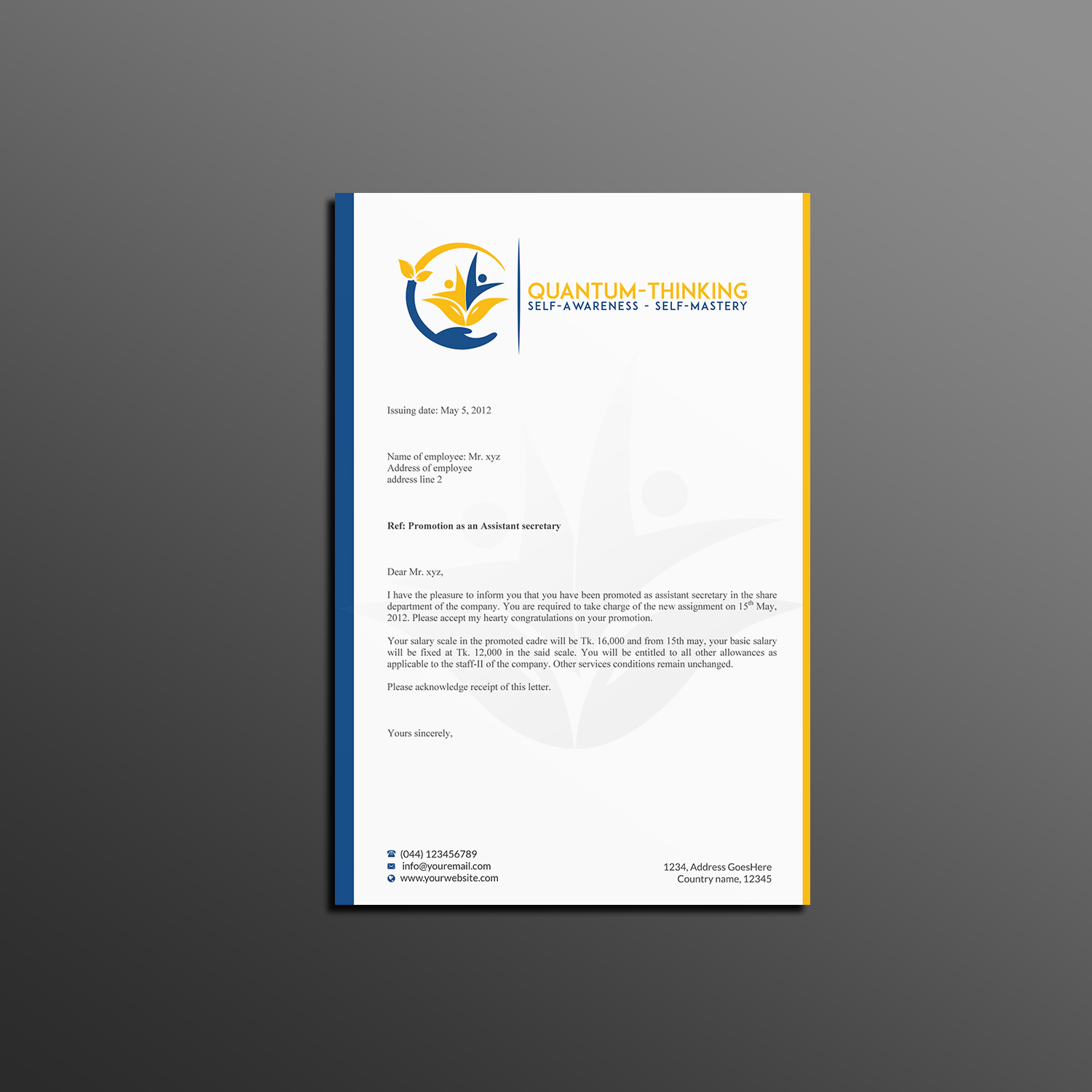 Diseño de Membrete por Creations Box 2015 para Quantum Thinking | Diseño #17140376