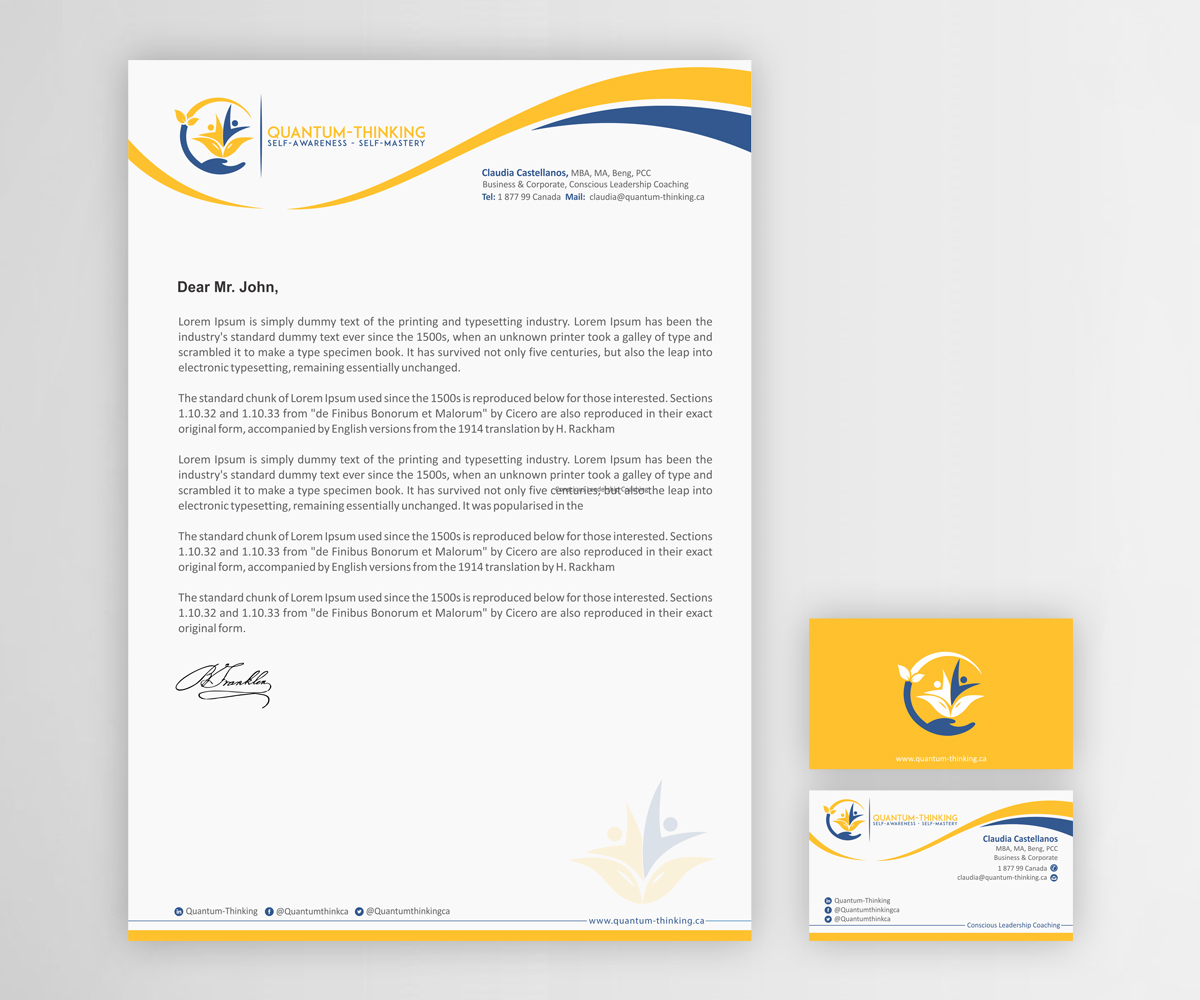 Diseño de Membrete por madhuraminfotech para Quantum Thinking | Diseño: #17154463