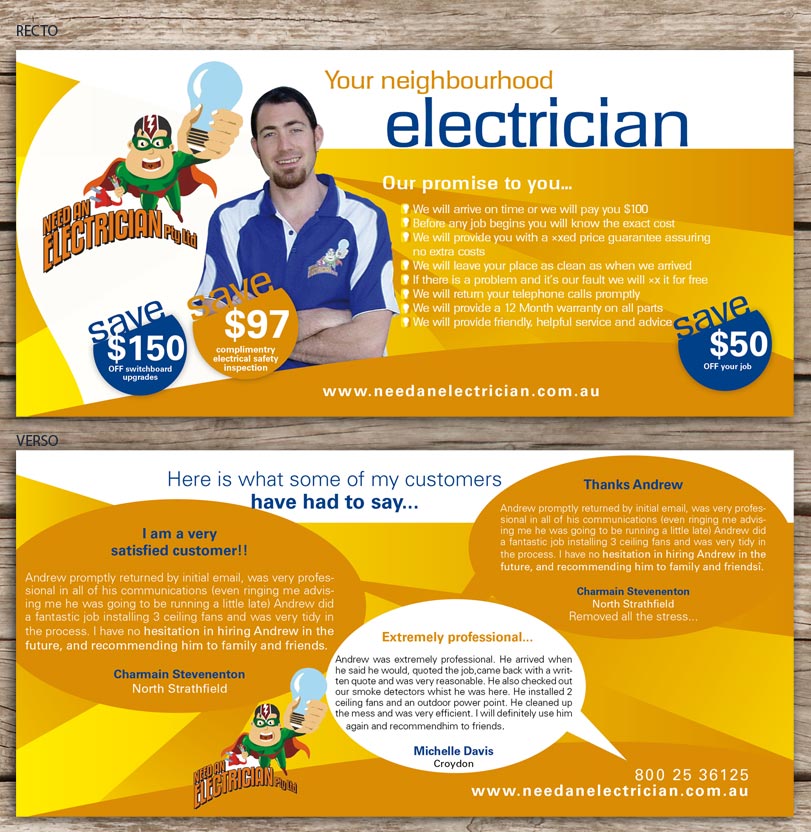 Flyer Design by san011 for Need An Electrician Pty Ltd | Design #628672