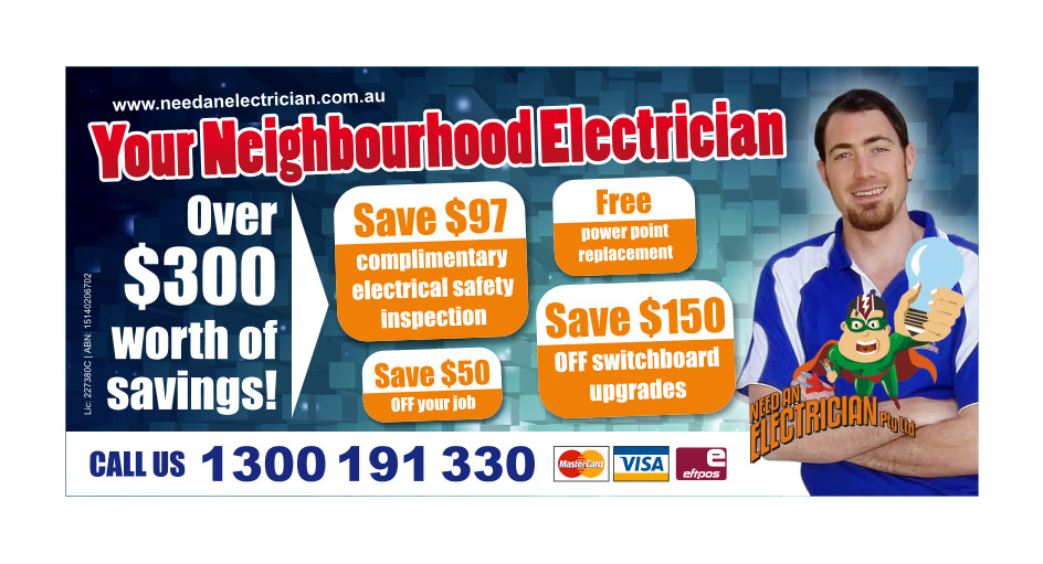 Design de Flyer par Atvento Graphics pour Need An Electrician Pty Ltd | Design #627296