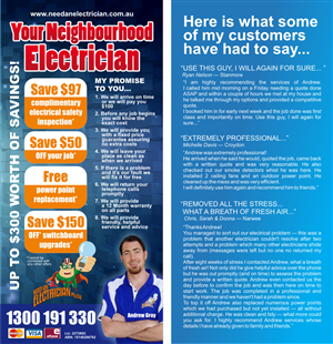 Design de Flyer par Atvento Graphics pour Need An Electrician Pty Ltd | Design : #634874