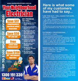 Design de Flyer par Atvento Graphics pour Need An Electrician Pty Ltd | Design #637218