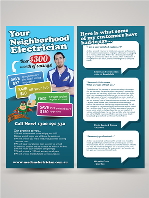 Design de Flyer par kinzi pour Need An Electrician Pty Ltd | Design #625314