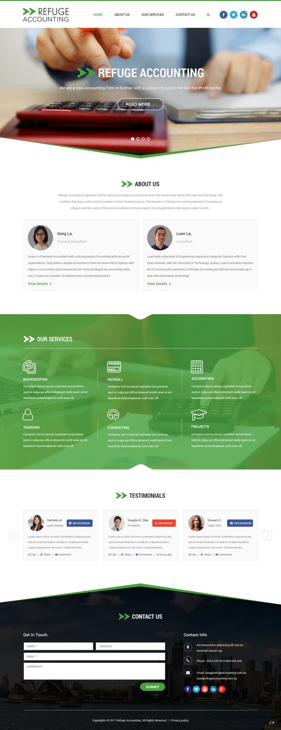 Wordpress Design by pb for Refuge Accounting | Design #17173380