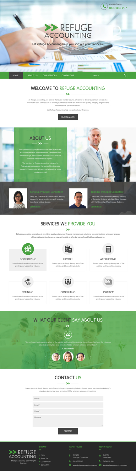 Wordpress Design by rightway for Refuge Accounting | Design #17188248