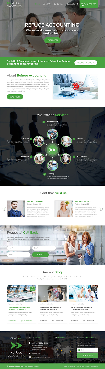 Wordpress Design by rightway for Refuge Accounting | Design #17188258