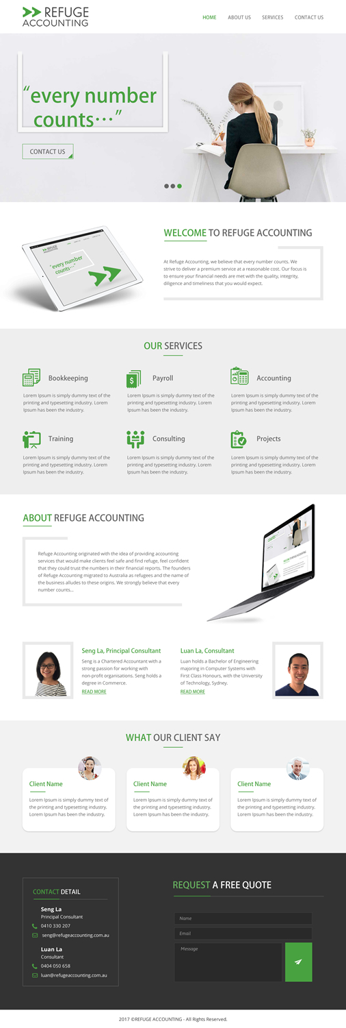 Diseño Wordpress por rightway para Refuge Accounting | Diseño #17188260