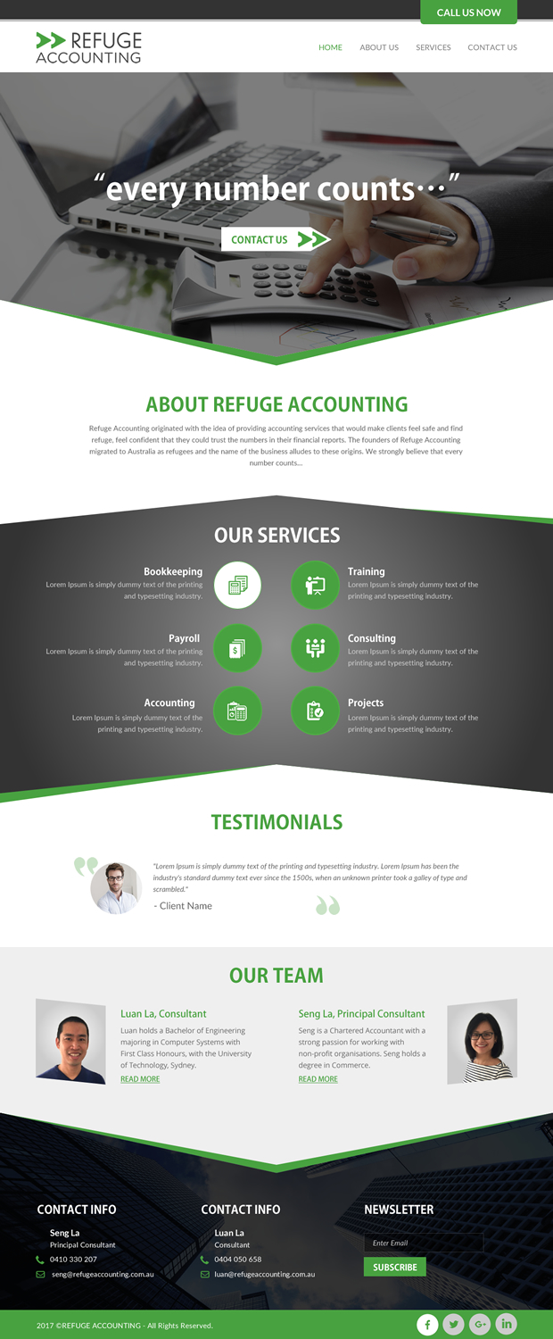 WordPress-Design von rightway für Refuge Accounting | Design #17188261