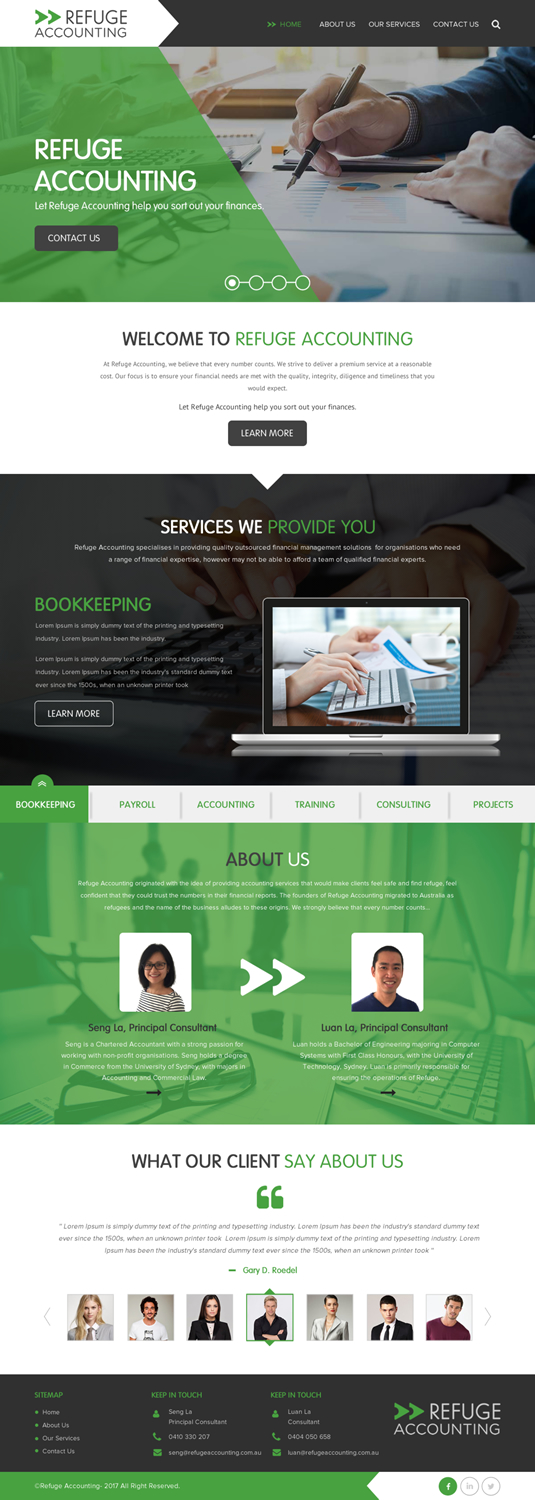 Wordpress Design by rightway for Refuge Accounting | Design #17188262