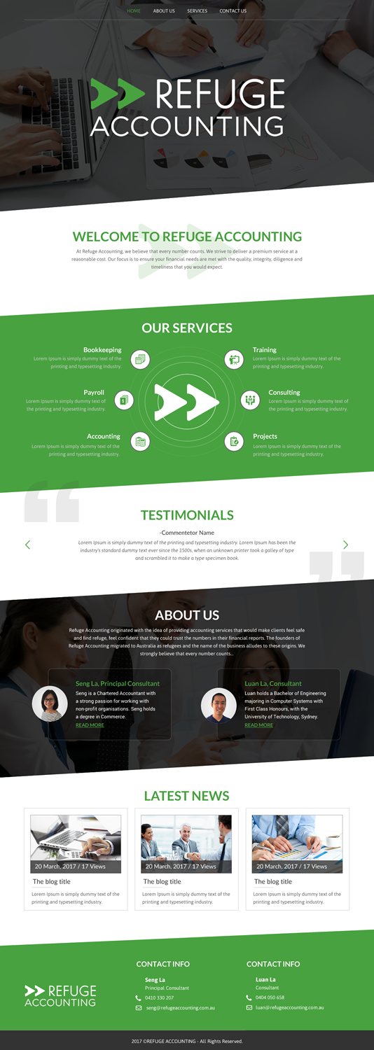 Wordpress Design by rightway for Refuge Accounting | Design #17188270