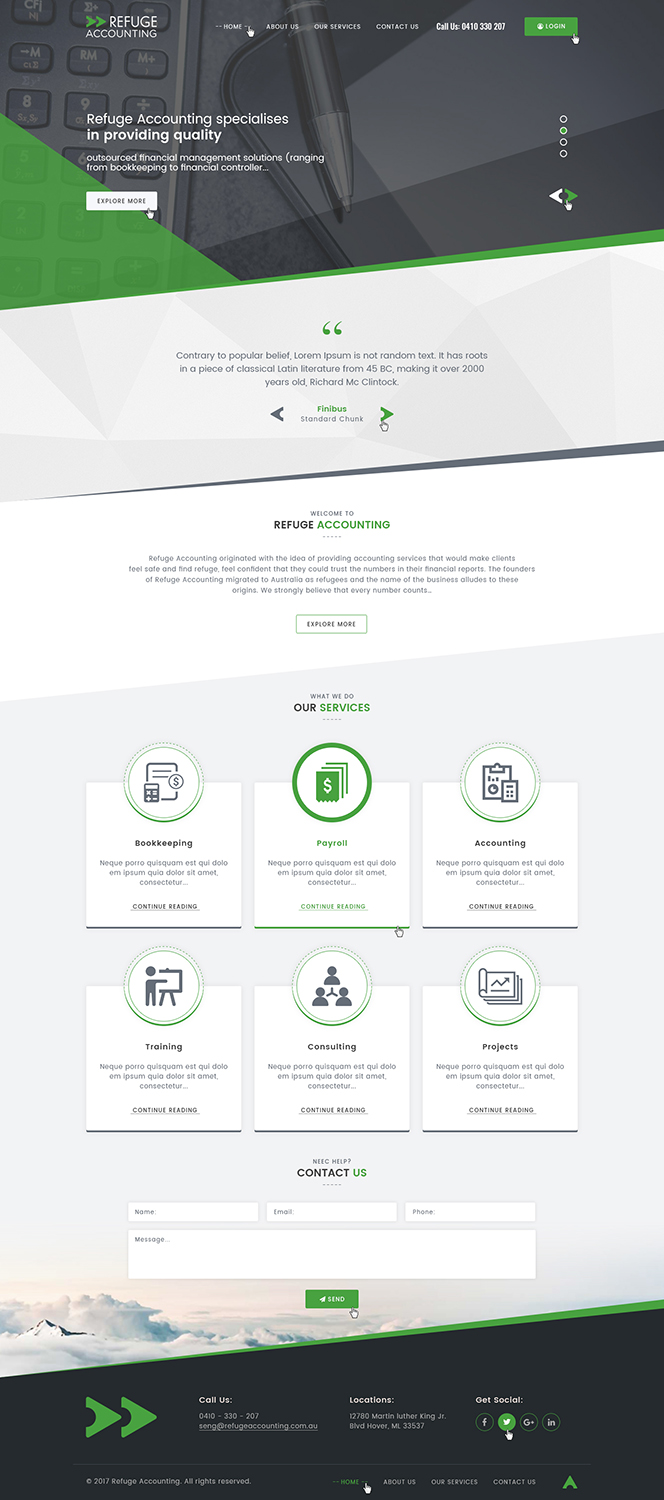 Wordpress Design by Ved Web Services for Refuge Accounting | Design #17174309