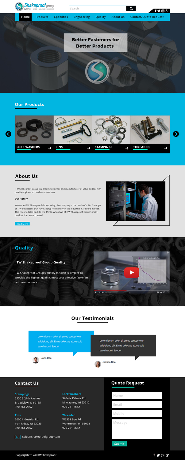 Web Design by Xclusive Designers for ITW Shakeproof | Design #17213228