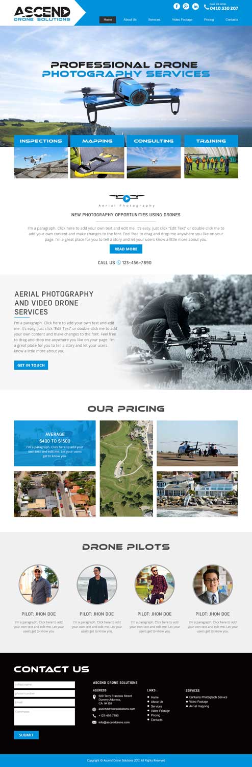 Web Design by Xclusive Designers for Ascend Drone Solutions, LLC | Design #17261183