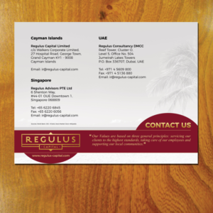 REGULUS CAPITAL LIMITED CALENDAR 2018 | Print Design by LeonFX