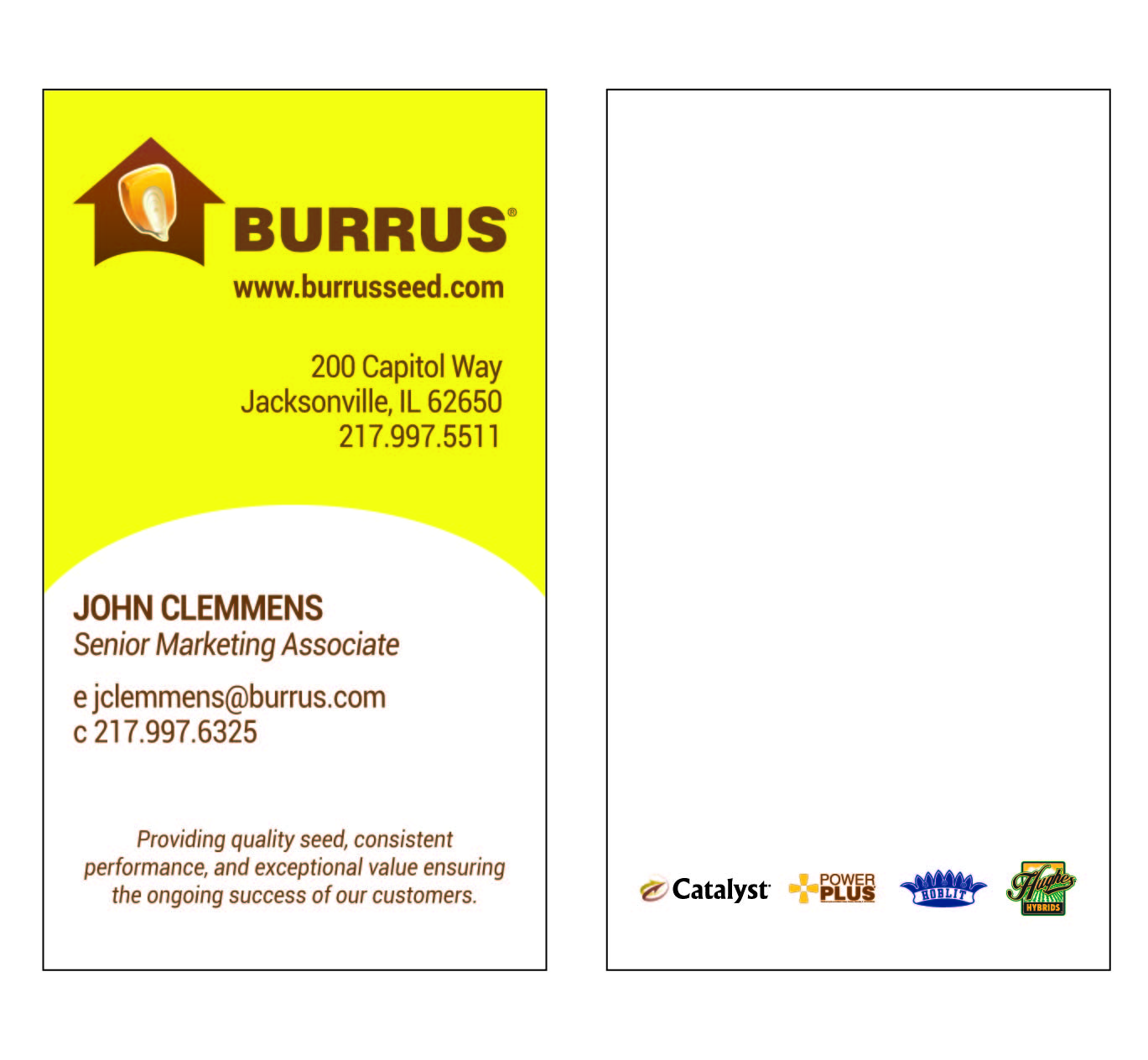 Business Card Design by leigh.alison for Burrus Seed | Design #17417584