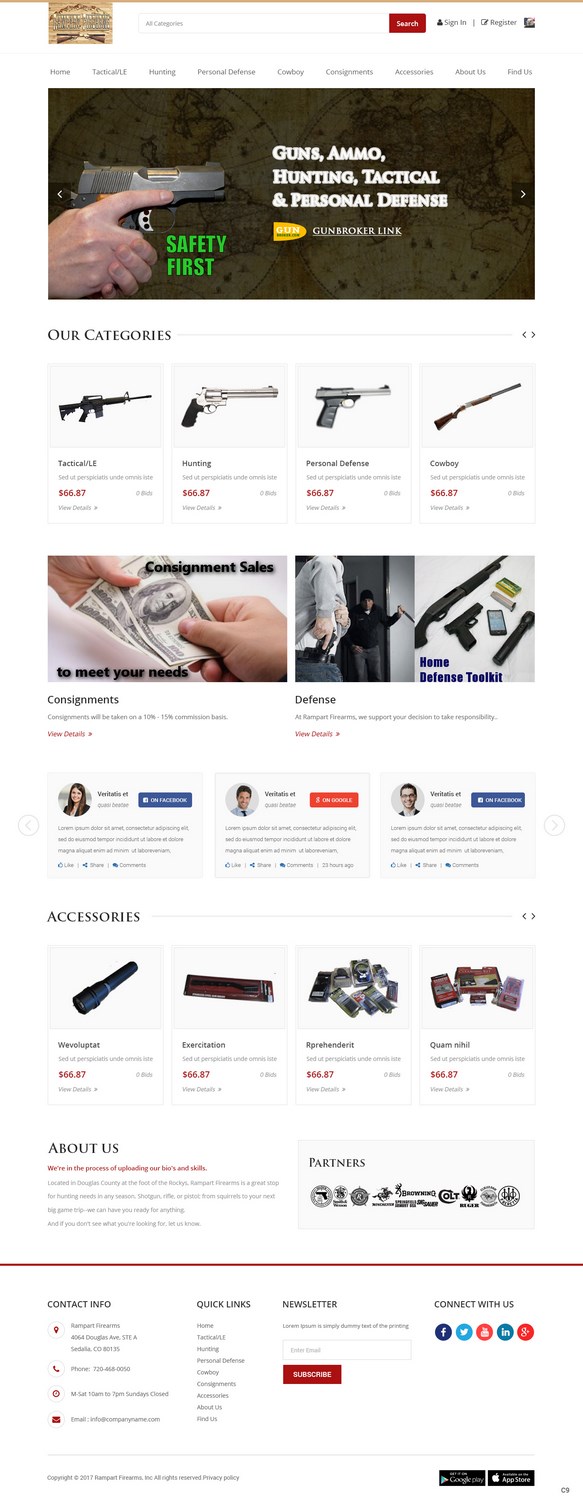 Web Design by pb for Rampart Firearms | Design #17272181