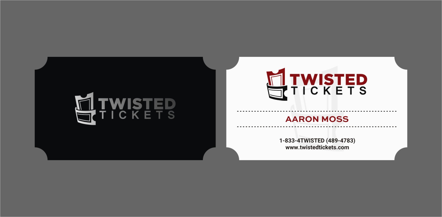 Business Card Design by INDIAN_Ashok for Aaron J. Moss dba Twisted Tickets | Design #17269628
