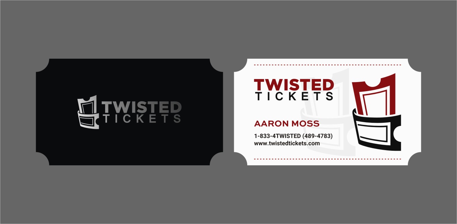 Business Card Design by INDIAN_Ashok for Aaron J. Moss dba Twisted Tickets | Design #17269629