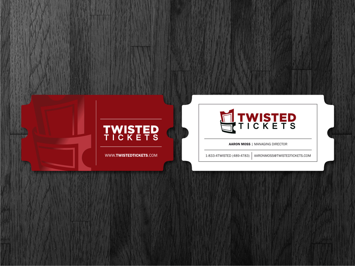 Business Card Design by Atvento Graphics for Aaron J. Moss dba Twisted Tickets | Design #17266666