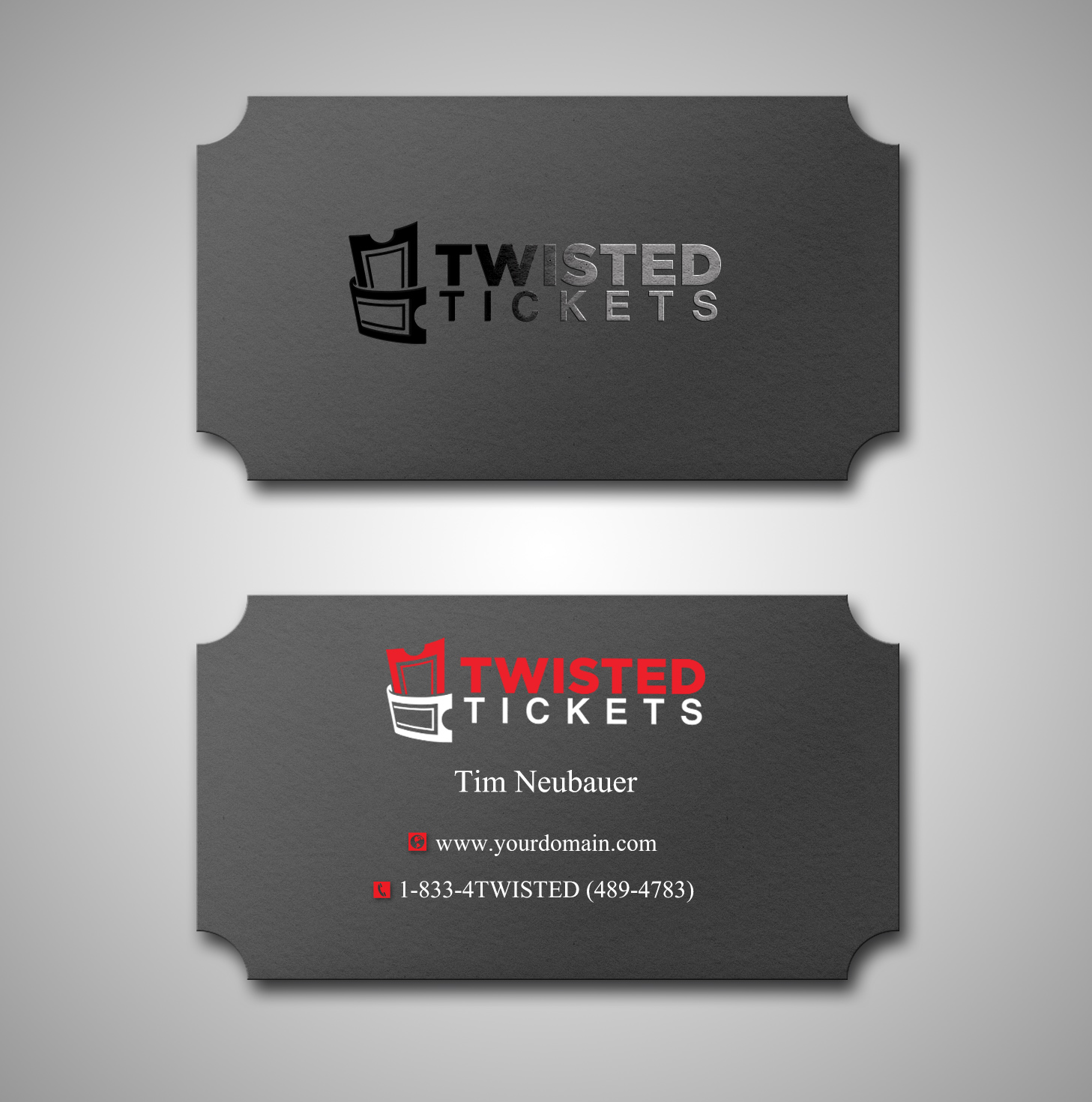 Business Card Design by Lanka Ama for Aaron J. Moss dba Twisted Tickets | Design #17258639