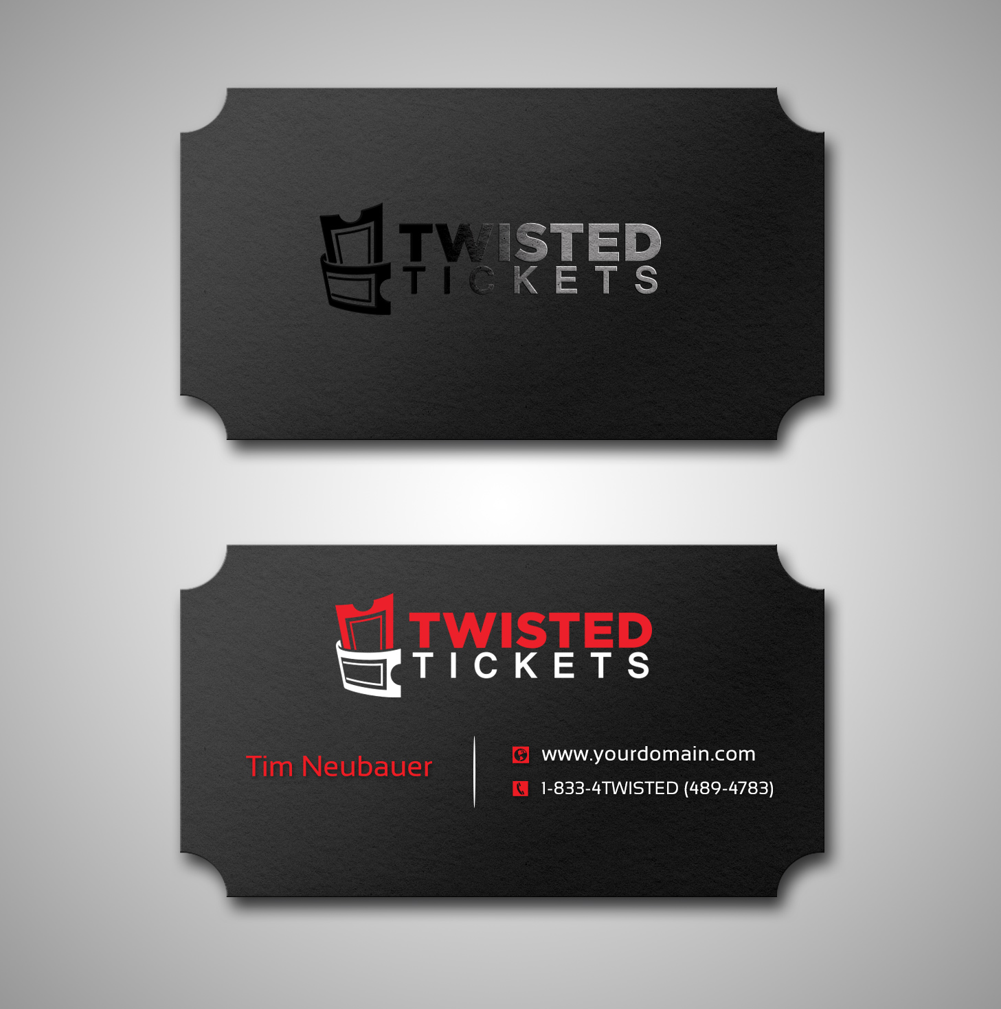 Business Card Design by Lanka Ama for Aaron J. Moss dba Twisted Tickets | Design #17267852