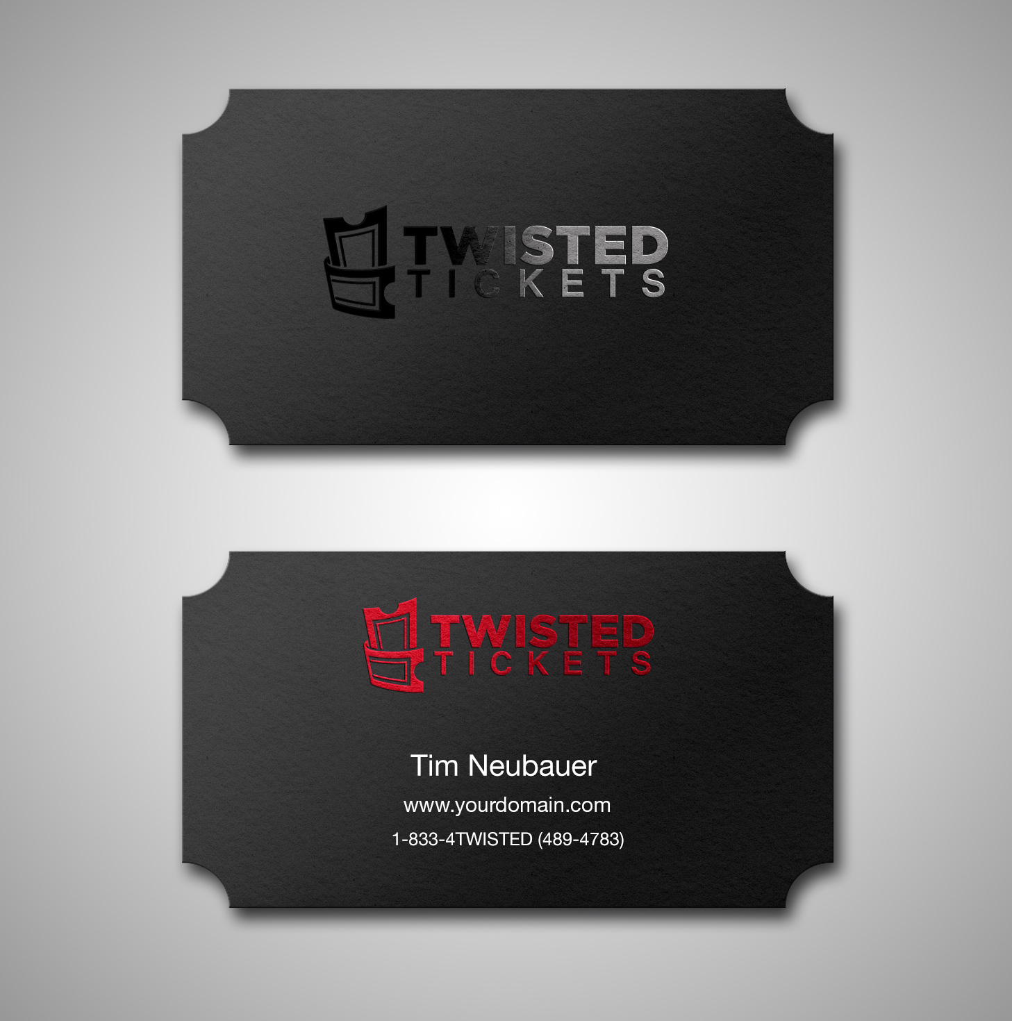 Business Card Design by Lanka Ama for Aaron J. Moss dba Twisted Tickets | Design #17267854