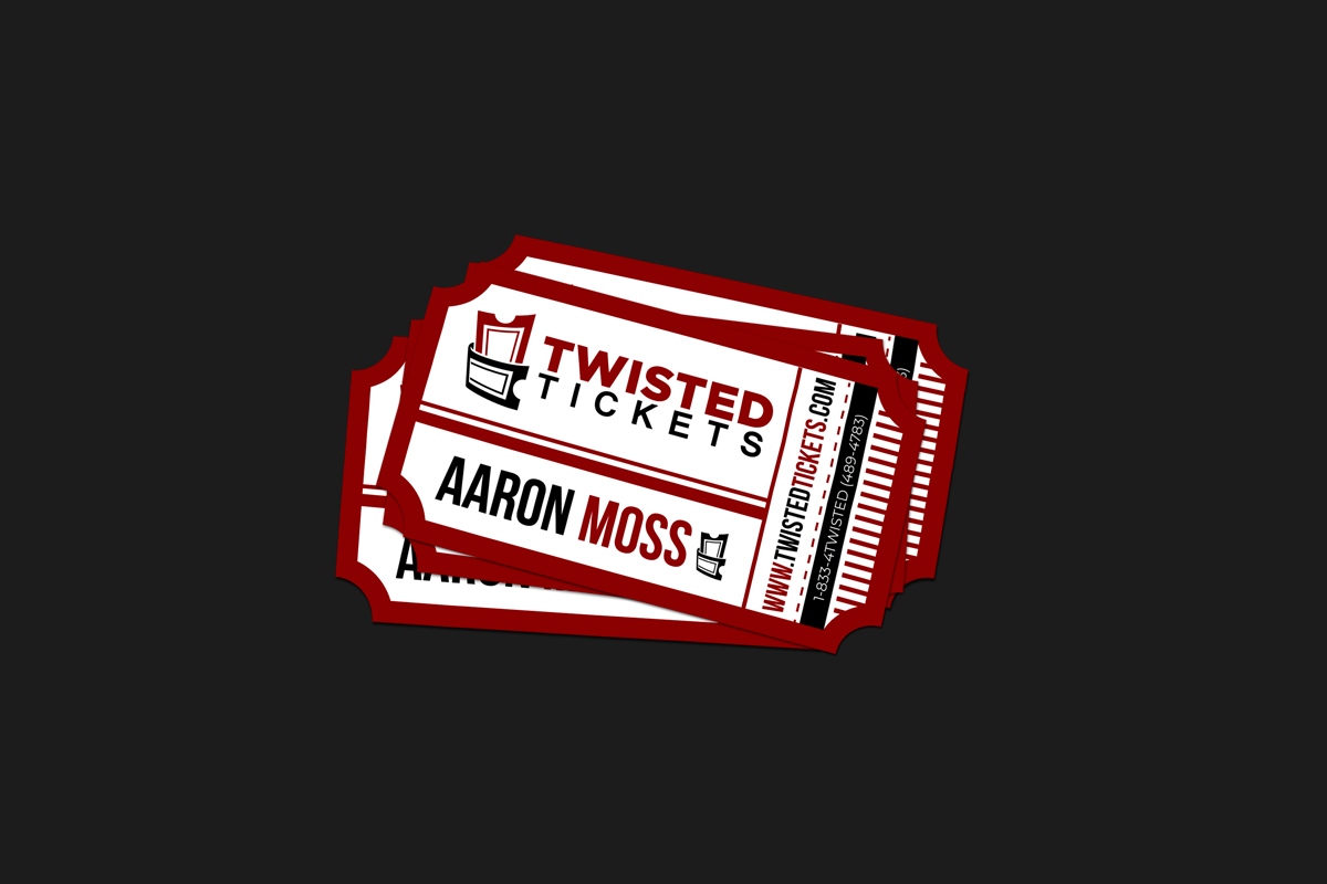 Business Card Design by JK18 for Aaron J. Moss dba Twisted Tickets | Design #17263629
