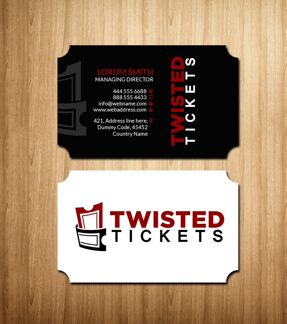 Diseño de Tarjeta de Presentación por Creations Box 2015 para Aaron J. Moss dba Twisted Tickets | Diseño #17264762