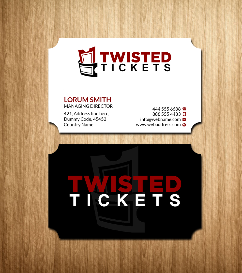 Diseño de Tarjeta de Presentación por Creations Box 2015 para Aaron J. Moss dba Twisted Tickets | Diseño #17264763