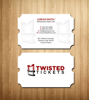 Visitenkarten-Design von Creations Box 2015 für Aaron J. Moss dba Twisted Tickets | Design: #17264764