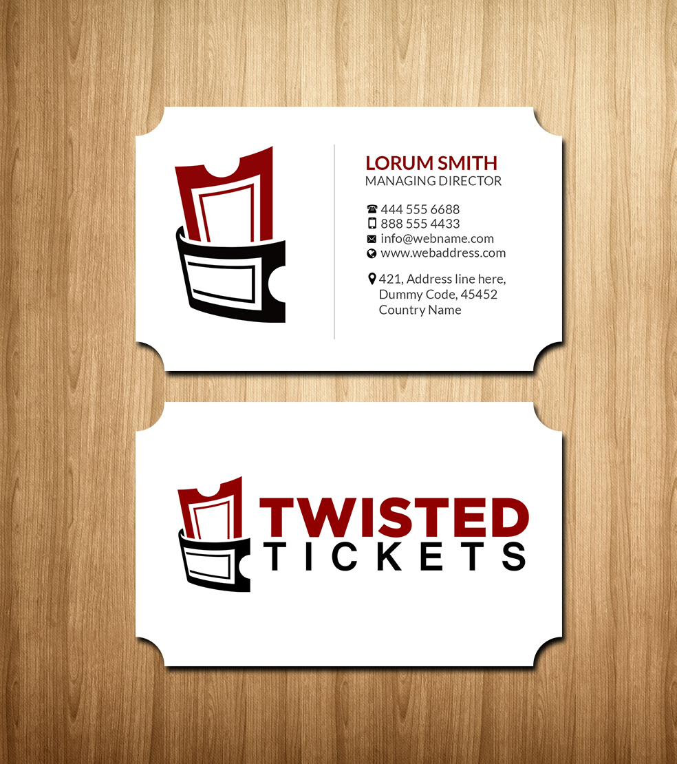 Diseño de Tarjeta de Presentación por Creations Box 2015 para Aaron J. Moss dba Twisted Tickets | Diseño #17264765