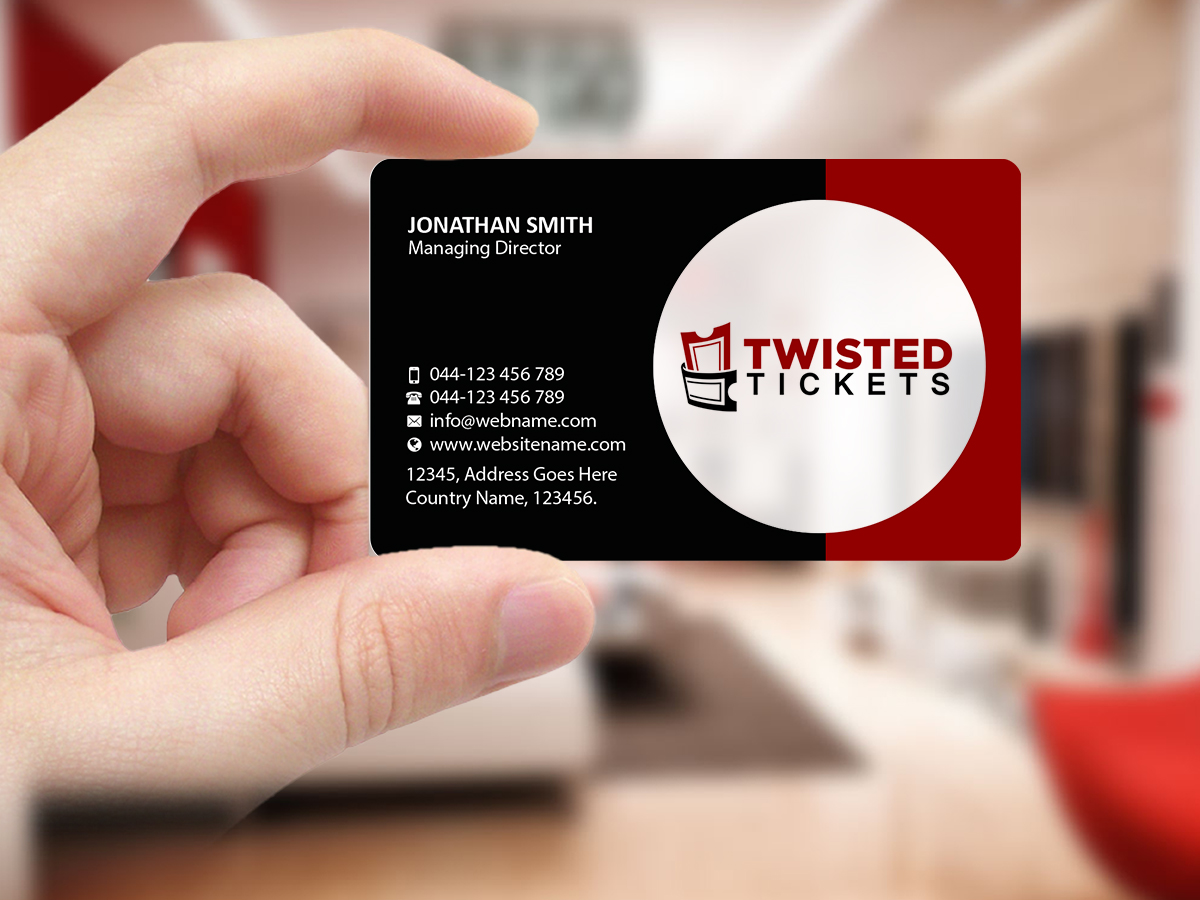 Business Card Design by Creations Box 2015 for Aaron J. Moss dba Twisted Tickets | Design #17264784