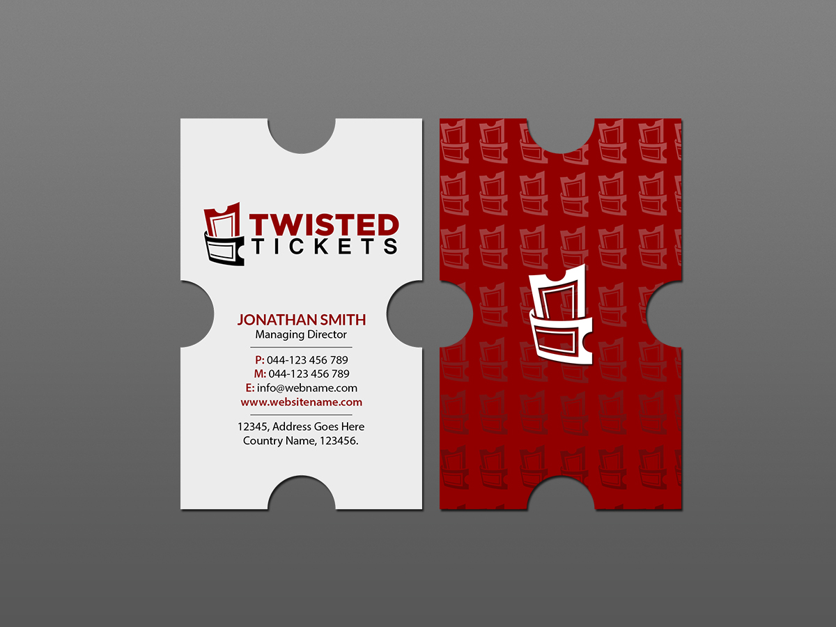 Business Card Design by Creations Box 2015 for Aaron J. Moss dba Twisted Tickets | Design #17264789
