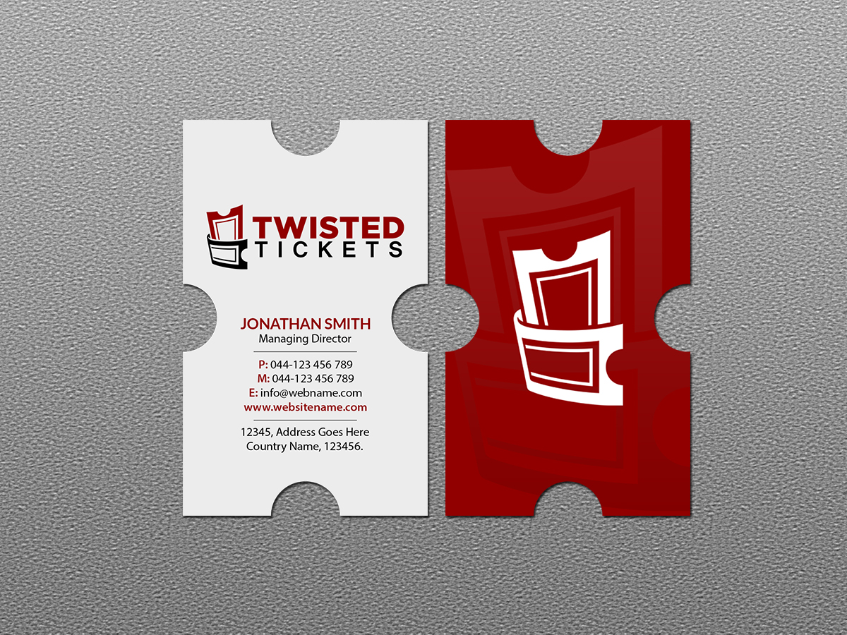 Business Card Design by Creations Box 2015 for Aaron J. Moss dba Twisted Tickets | Design #17264790