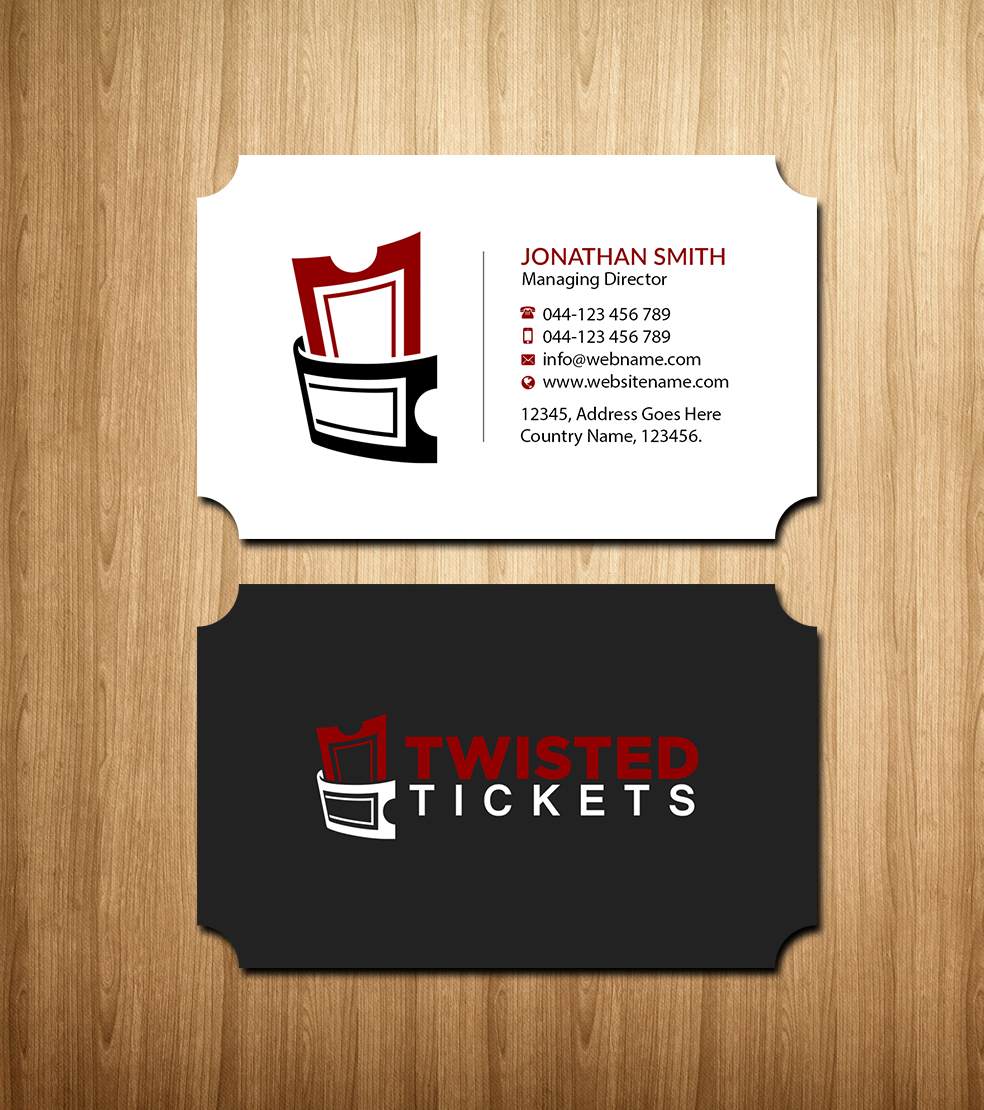 Business Card Design by Creations Box 2015 for Aaron J. Moss dba Twisted Tickets | Design #17264792