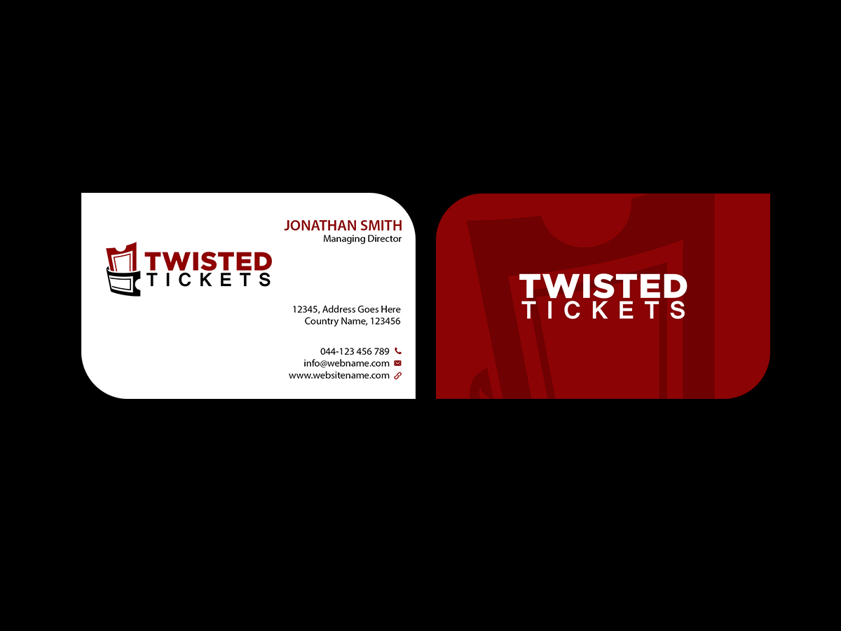 Business Card Design by Creations Box 2015 for Aaron J. Moss dba Twisted Tickets | Design #17264829