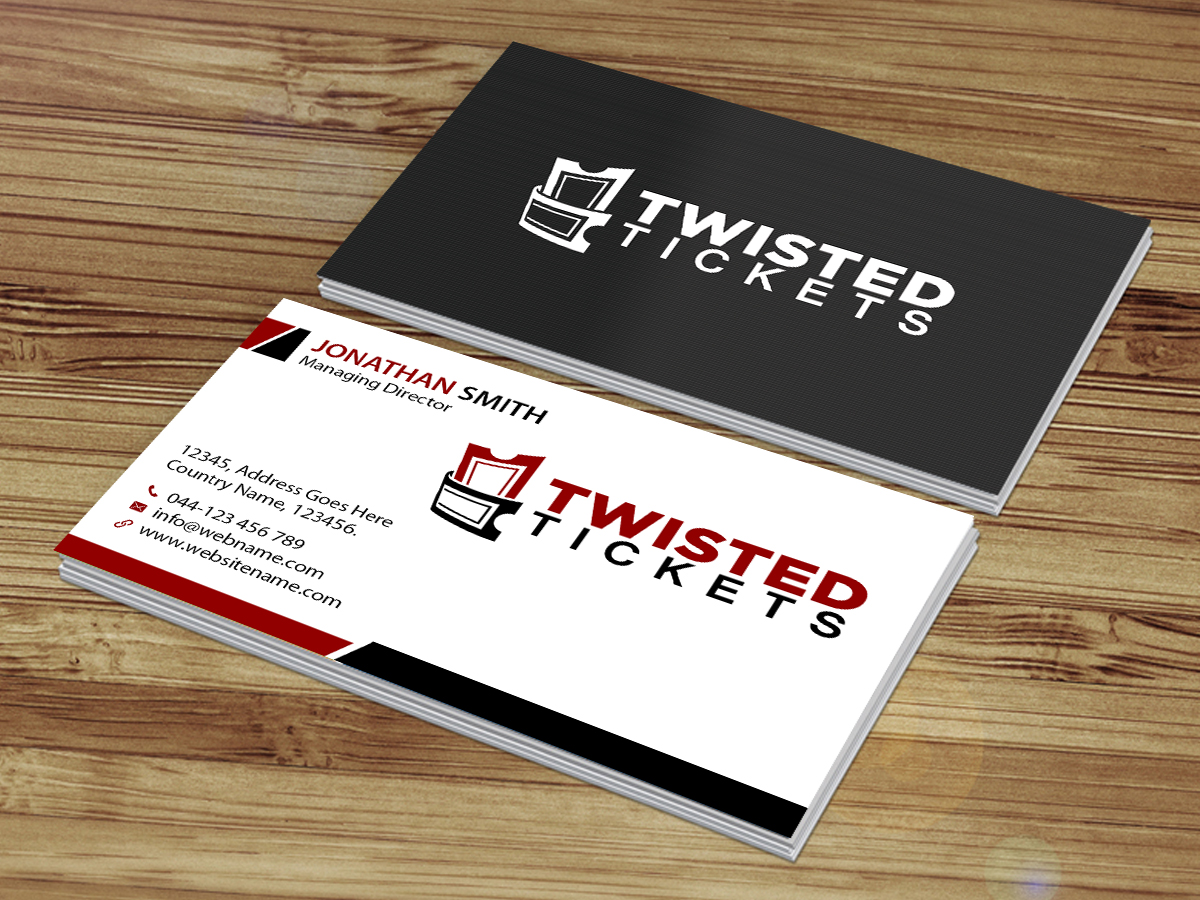 Diseño de Tarjeta de Presentación por Creations Box 2015 para Aaron J. Moss dba Twisted Tickets | Diseño #17264832