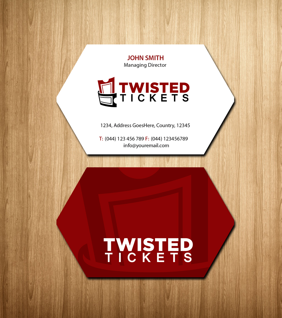 Business Card Design by Creations Box 2015 for Aaron J. Moss dba Twisted Tickets | Design #17264834