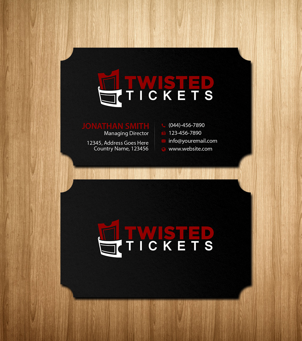 Business Card Design by Creations Box 2015 for Aaron J. Moss dba Twisted Tickets | Design #17264835