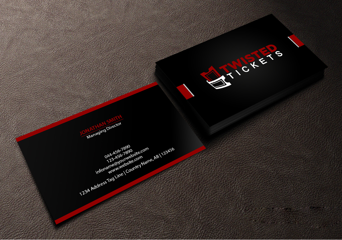 Business Card Design by Creations Box 2015 for Aaron J. Moss dba Twisted Tickets | Design #17264836
