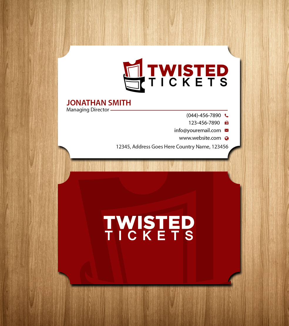 Business Card Design by Creations Box 2015 for Aaron J. Moss dba Twisted Tickets | Design #17264941