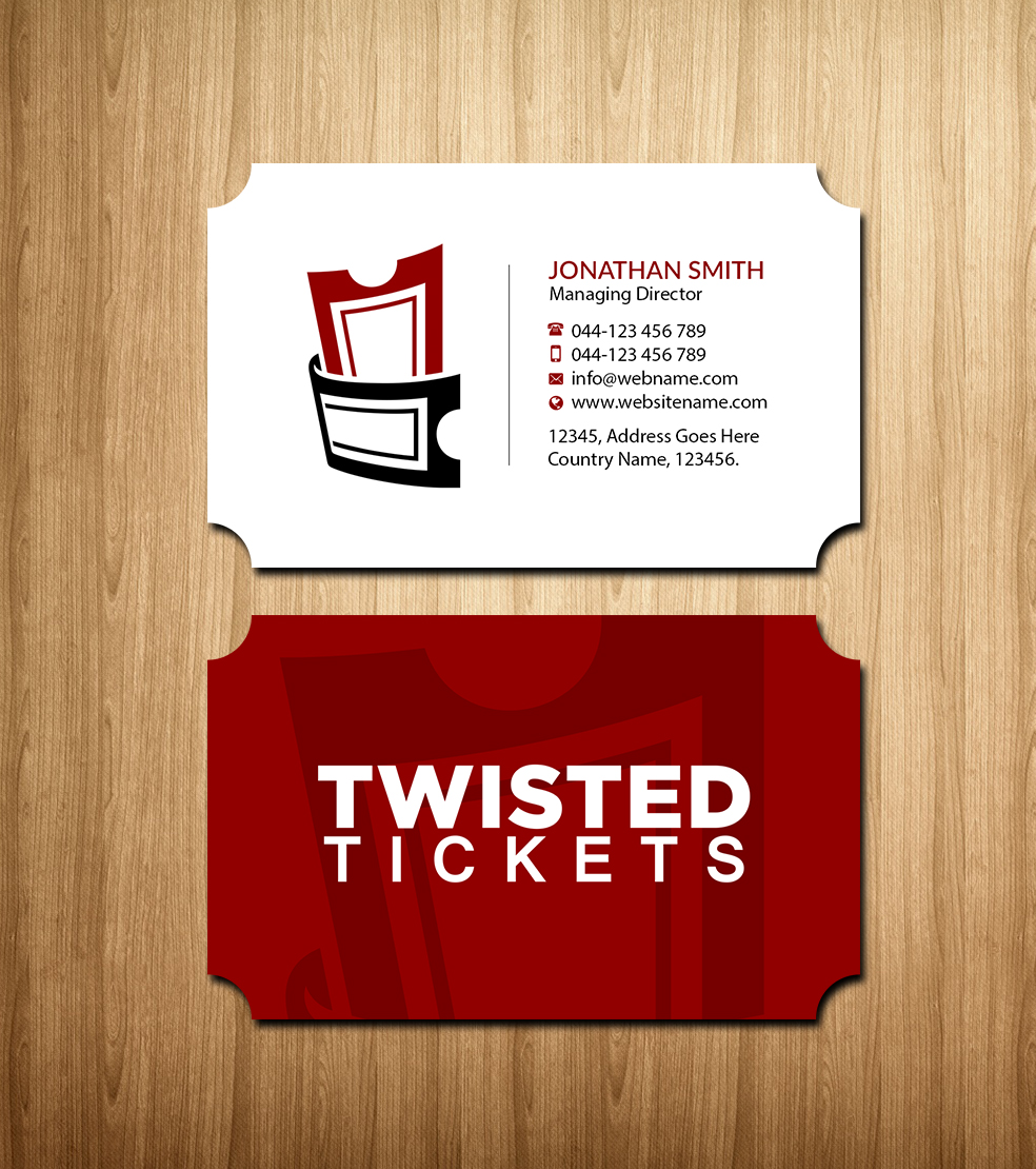 Business Card Design by Creations Box 2015 for Aaron J. Moss dba Twisted Tickets | Design #17273181